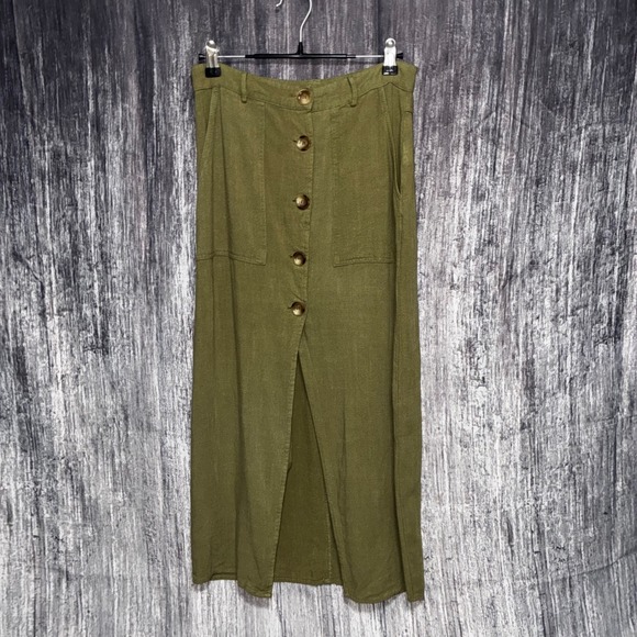 Arianna by Howard's Dresses & Skirts - Arianna by Howard's Olive Green Linen Cotton Blend Maxi Skirt Women S
